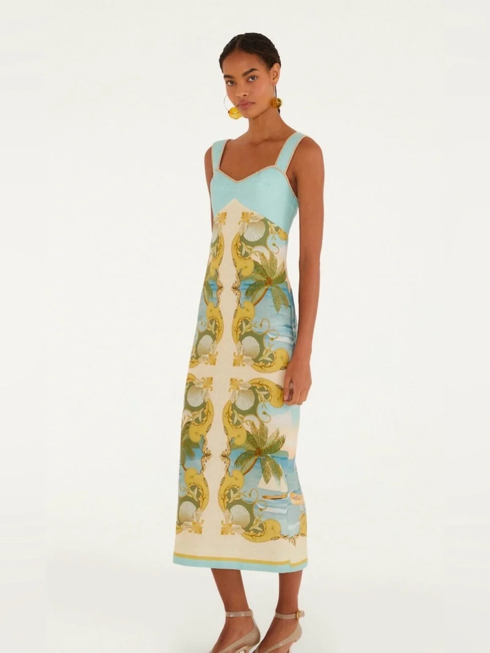 Farm Rio, NWT- Multicolored Royal Sea Maxi Dress - Picture 1 of 11
